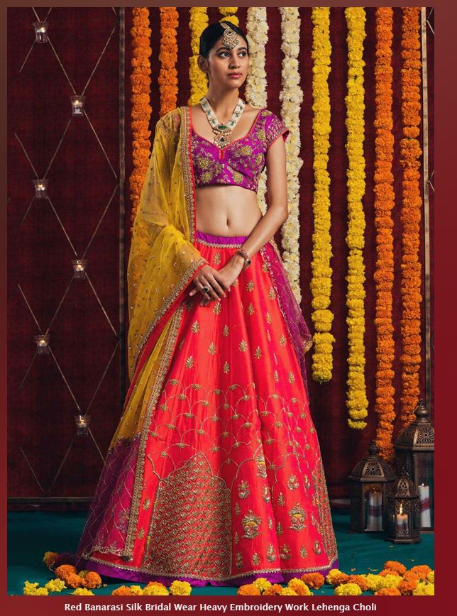 Red banarasi bridal on sale lehenga