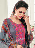 Dolphin color Pashmina self Embroidered Patiala Kameez